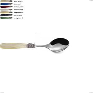 Cucchiaino frutta georgian, Acciaio 18/10 AISI 304 Lucido manicatura acrilico perlato, lunghezza 189 mm