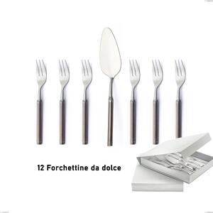 Confezione a libro 13 pezzi, forchettine pi� paletta dolce Fuoco, Acciaio inox 18.10 (AISI304)