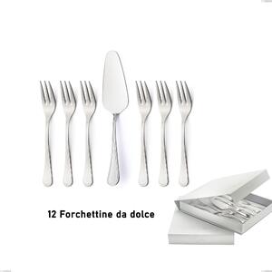 Confezione a libro 13 pezzi, forchettine pi� paletta dolce Impero, ACCIAIO INOX 18.10(AISI304), spessore 2.5 MM