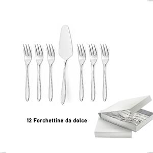 Confezione a libro 13 pezzi, forchettine pi� paletta dolce Kappa, Acciaio inox 18.10 (AISI304), spessore 2.5 mm