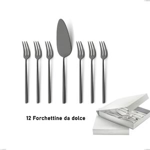 Confezione a libro 13 pezzi, forchettine pi� paletta dolce Kyoto Sabbiato Black, Acciaio inox (Aisi 304) inox sabbiato