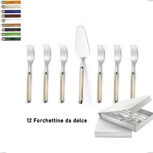 Confezione a libro 13 pezzi, forchettine pi� paletta dolce Linea Perlato, Acciaio inox 18/10 (AISI304)