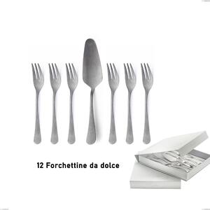 Confezione a libro 13 pezzi, forchettine pi� paletta dolce milano retro, Acciaio inox (Aisi 304) vintage