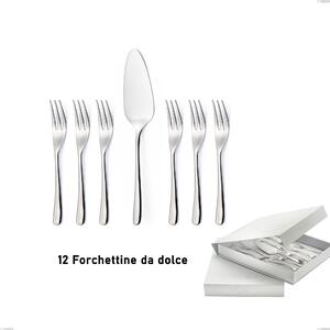 Confezione a libro 13 pezzi, forchettine pi� paletta dolce Opera, Acciaio inox 18/10 (AISI304), spessore 5.00 mm