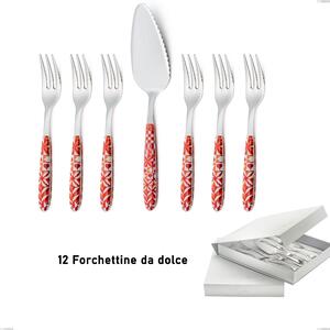 Confezione a libro 13 pezzi, forchettine pi� paletta dolce vero circle, acciaio 18.0 nickel free, manicatura pbt sublimato acciaio lucido