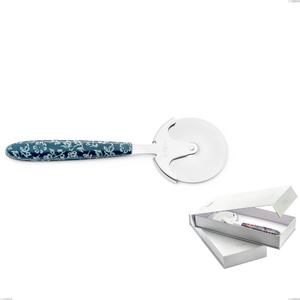 Confezione a libro 1 rotella tagliapizza vero flowers, acciaio 18.0 nickel free, manicatura pbt sublimato acciaio lucido