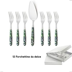 Confezione a libro 13 pezzi, forchettine pi� paletta dolce vero icon, acciaio 18.0 nickel free, manicatura pbt sublimato acciaio lucido