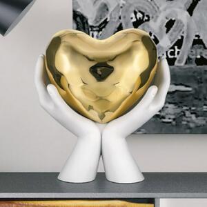 Bongelli preziosi statua moderna scultura Collezione Mani Cuore cm 12 x 13 - varie colorazioni BIANCO ORO