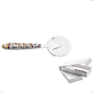 Confezione a libro 1 rotella tagliapizza vero butterfly, acciaio 18.0 nickel free, manicatura pbt sublimato acciaio lucido