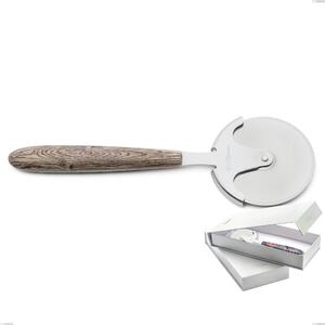 Confezione a libro 1 rotella tagliapizza vero larice, acciaio 18.0 nickel free, manicatura pbt sublimato acciaio lucido