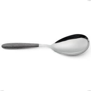 Pala riso vero olmo grigio, acciaio 18.0 nickel free, manicatura pbt sublimato acciaio lucido, lunghezza 260 mm