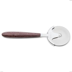 Rotella tagliapizza vero noce, acciaio 18.0 nickel free, manicatura pbt sublimato acciaio lucido, lunghezza 200 mm