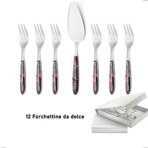 Confezione a libro 13 pezzi, forchettine pi� paletta dolce vero pechino, acciaio 18.0, manicatura pbt sublimato acciaio lucido