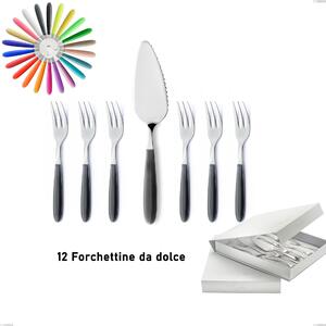 Confezione a libro 13 pezzi, forchettine pi� paletta dolce vero, acciaio 18/0 aisi 430 nichel free manici abs acrilico
