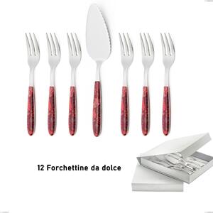 Confezione a libro 13 pezzi, forchettine pi� paletta dolce vero samarcanda, acciaio 18.0 nickel free, manicatura pbt sublimato acciaio lucido