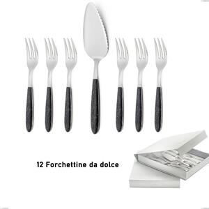 Confezione a libro 13 pezzi, forchettine pi� paletta dolce vero wenge, acciaio 18.0 nickel free, manicatura pbt sublimato acciaio lucido- posate