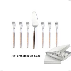 Confezione a libro 13 pezzi, forchettine pi� paletta dolce Zeus Fire, acciaio forgiato 18/10 (AISI 304)