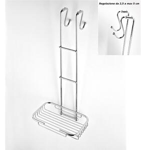 Griglia doccia rettangolare a un piano cromo 23x25xh68 cm con gancio regolabile da 2,5-5 cm bagno galvanico di oltre 22 micron inalterabile nel tempo