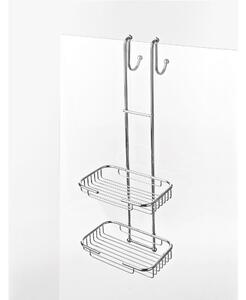 Griglia doccia rettangolare a due piani cromo 23x24xh68 cm con gancio regolabile da 6 a max 8 mm bagno galvanico di oltre 22 micron inalterabile nel tempo