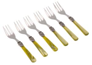 Forchettine da Dolce set da 6 pezzi ELENA in acciaio inox 18/10 manico in metacrilato spessore 1,5 mm colorato verde oliva