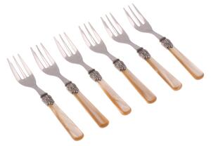 Forchettine da Dolce set da 6 pezzi ELENA in acciaio inox 18/10 manico in metacrilato spessore 1,5 mm colorato champagne