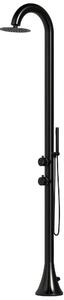 Doccia da Giardino esterno LUNA D NERA Doppio Attacco Dimensioni 26x37x h 223,9 cm con Miscelatore e Doccino mobile acqua calda e Fredda da esterno In Acciaio Inox 316 L