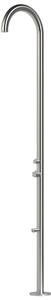 Doccia da Giardino esterno OLBIA-INOX Doppio Attacco Dimensioni 26x37x h 243,9 cm con Miscelatore e Doccino fisso acqua calda e Fredda e lavapiedi da esterno In Acciaio Inox 316 L