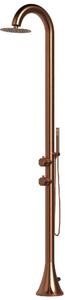 Doccia da Giardino esterno LUNA D ORO ROSA in Alluminio Doppio Attacco Dimensioni 26x37x h 223,9 cm con Miscelatore e Doccino mobile acqua calda e Fredda da esterno In Acciaio Inox 316 L Oro rosa