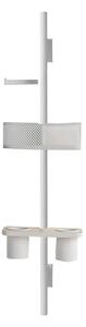 Composizione da Bagno Di Design L'appendi abiti o asciugamani, Mensola con cestino Linea PROP h 84 cm Specchio orientabile Bianco opaco RAL 9011