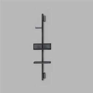 Composizione da Bagno Di Design L'appendi abiti o asciugamani, Mensola con cestino Linea PROP h 84 cm Specchio orientabile Nero opaco RAL 9016