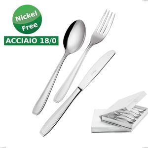 Confezione a libro 6 pezzi cucchiaino moka Atena 18 Cromo, (Acciaio 18/0) Nichel Free, spessore 2 mm