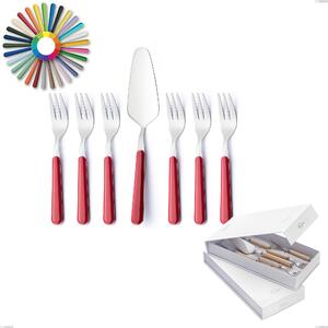 Confezione a libro 7 pezzi, forchettine pi� paletta dolce Brio, Acciaio inox 18.c (AISI 430), manici in abs- posate