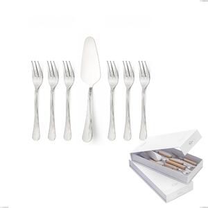 Confezione a libro 7 pezzi, forchettine pi� paletta dolce Eden, inox 18.10 (AISI304) , spessore 3.0 mm