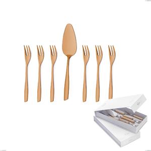 Confezione a libro 7 pezzi, forchettine pi� paletta dolce Eleven Sahara 2,5 mm Brunita sabbiata , Acciaio inox 18/10 (AISI 304), spessore 2,5 mm