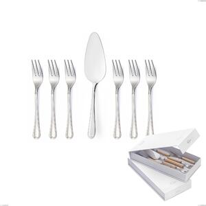 Confezione a libro 7 pezzi, forchettine pi� paletta dolce Euro, 18/10 (AISI304), spessore 2,00 mm