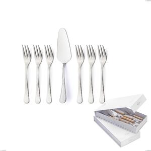 Confezione a libro 7 pezzi, forchettine pi� paletta dolce Impero, ACCIAIO INOX 18.10(AISI304), spessore 2.5 MM