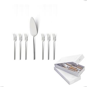 Confezione a libro 7 pezzi, forchettine pi� paletta dolce Kyoto Sabbiato, Acciaio inox (Aisi 304) inox sabbiato