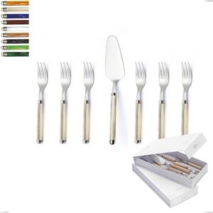 Confezione a libro 7 pezzi, forchettine pi� paletta dolce Linea Perlato, Acciaio inox 18/10 (AISI304)