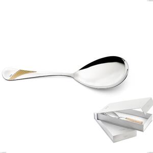 Confezione a libro 1 pezzo pala riso Milano Inciso Oro , 18/10 (AISI304) finitura inox lucido e oro, spessore 2,5 mm