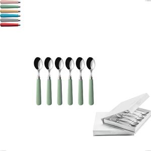 Confezione a libro 6 pezzi cucchiaino moka macarons, Acciaio inox 18.10 manici in acrilico inox lucido