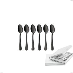 Confezione a libro 6 pezzi cucchiaino moka Royal Retr� PVD Black, Acciaio inox 18/10 antico, spessore 2.5 mm, pvd black