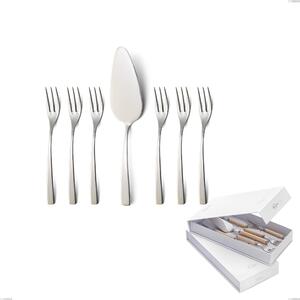 Confezione a libro 7 pezzi, forchettine pi� paletta dolce Onda, Acciaio inox (Aisi 304) lucido