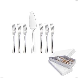 Confezione a libro 7 pezzi, forchettine pi� paletta dolce Opera, Acciaio inox 18/10 (AISI304), spessore 5.00 mm
