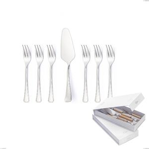 Confezione a libro 7 pezzi, forchettine pi� paletta dolce Savoia, Acciaio inox 18.10 (AISI304), spessore 2.5 mm