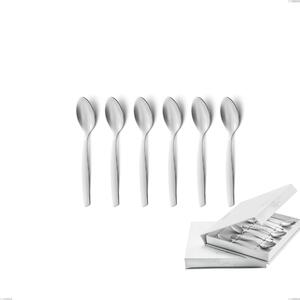 Confezione a libro 6 pezzi cucchiaino moka Shark Sabbiato, Acciaio 18/0 Acciaio Satinato, spessore 2 mm