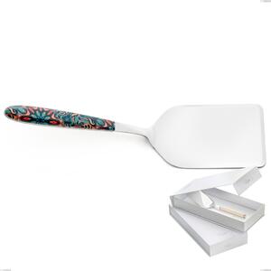 Confezione a libro 1 pezzo pala lasagne vero damasco, acciaio 18.0 nickel free, manicatura pbt sublimato acciaio lucido
