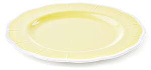 Piatto Piano in Melamina bicolore set da 6 pezzi Linea FLORA Diametro �24x h3 cm realizzati con decoro BPA Free design Romantico floreale Giallo Polvere