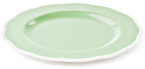 Piatto Piano in Melamina bicolore set da 6 pezzi Linea FLORA Diametro �24x h3 cm realizzati con decoro BPA Free design Romantico floreale verde Polvere