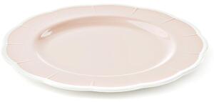 Piatto Piano in Melamina bicolore set da 6 pezzi Linea FLORA Diametro �24x h3 cm realizzati con decoro BPA Free design Romantico floreale Rosa Polvere