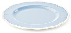 Piatto Piano in Melamina bicolore set da 6 pezzi Linea FLORA Diametro �24x h3 cm realizzati con decoro BPA Free design Romantico floreale Celeste Polvere
